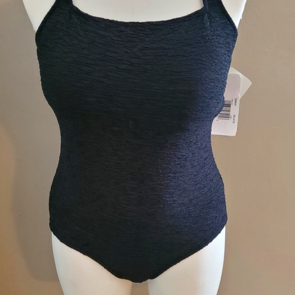 Penbrooke Black Krinkle Plus Size swimsuit